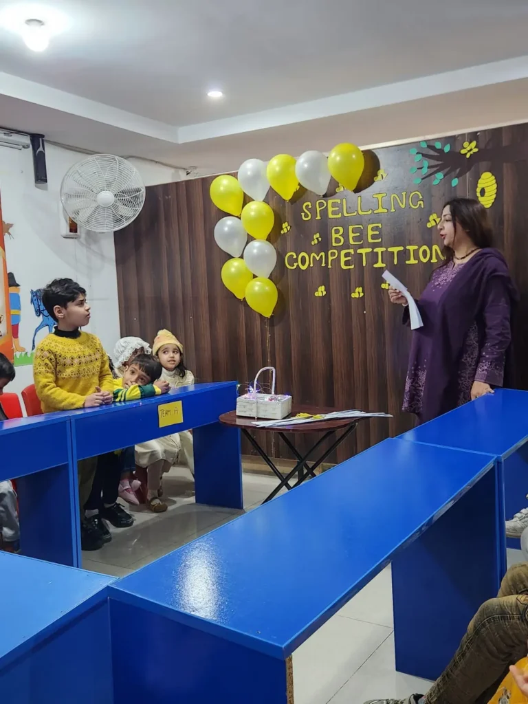 Students participated confidently in the Spelling Bee Competition.